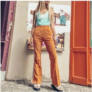 Orange High-Waisted Corduroy Pants